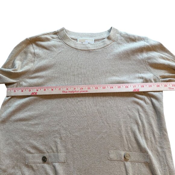 Michael Michael Kors Beige Long Sleeve Sweater With Button Accent Pockets Size X - Picture 5 of 8